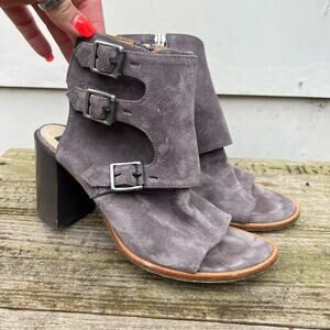 Rag & Bone Marta Suede Gray Block Heel Leather Shoe Booties 37 1/2 Women's 7.5